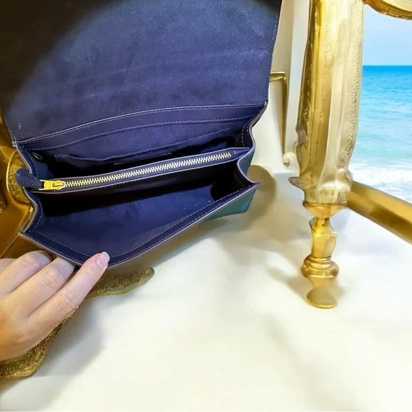 Rare! COACH Tilly Satchel 23 in Turquoise/Teal Colorblock - Picture 12 of 12